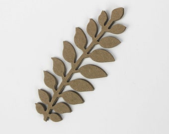 3 Long Garden Greans - Leafy Branch Die Cuts - Chipboard die cuts - Garden Green narrow leaf stem die cuts - each 1 3/4"  w x 4 1/4" h