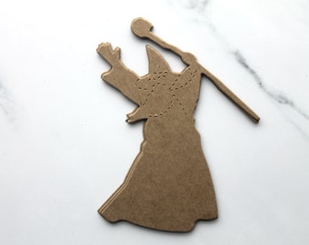 3 Wizard Cut Outs - Chipboard Wizard Die cuts - Magic Sorcerer Die Cuts 4 3/4" tall