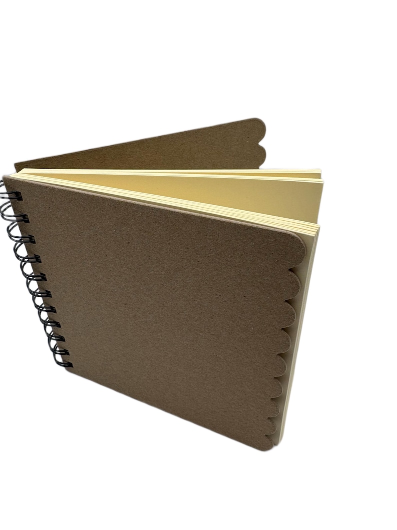 5 3/4" Chipboard Scrapbook Album-Blank Mini Scrapbook-Bare Journal or Guestbook-Scalloped or Plain Pages 10 pages wire bound Bild 5