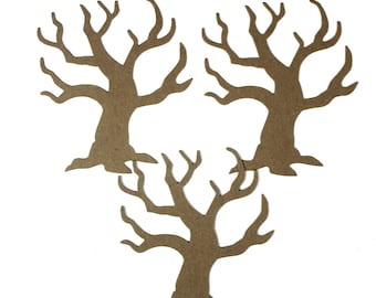 3 Wide Bare Tree Bare chipboard die cuts diecuts for fall Halloween and more