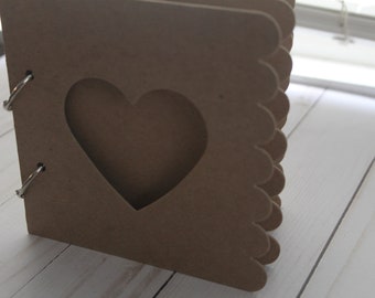 Small Scrapbook-Chipboard Album 5 1/2"-Bare Journal or Photo Book-Plain or Scalloped pages w/book rings 10 pages