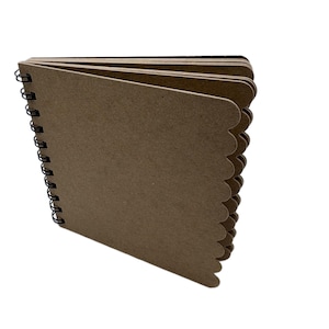 5 3/4" Chipboard Scrapbook Album-Blank Mini Scrapbook-Bare Journal or Guestbook-Scalloped or Plain Pages 10 pages wire bound