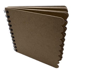 5 3/4" Chipboard Scrapbook Album-Blank Mini Scrapbook-Bare Journal or Guestbook-Scalloped or Plain Pages 10 pages wire bound