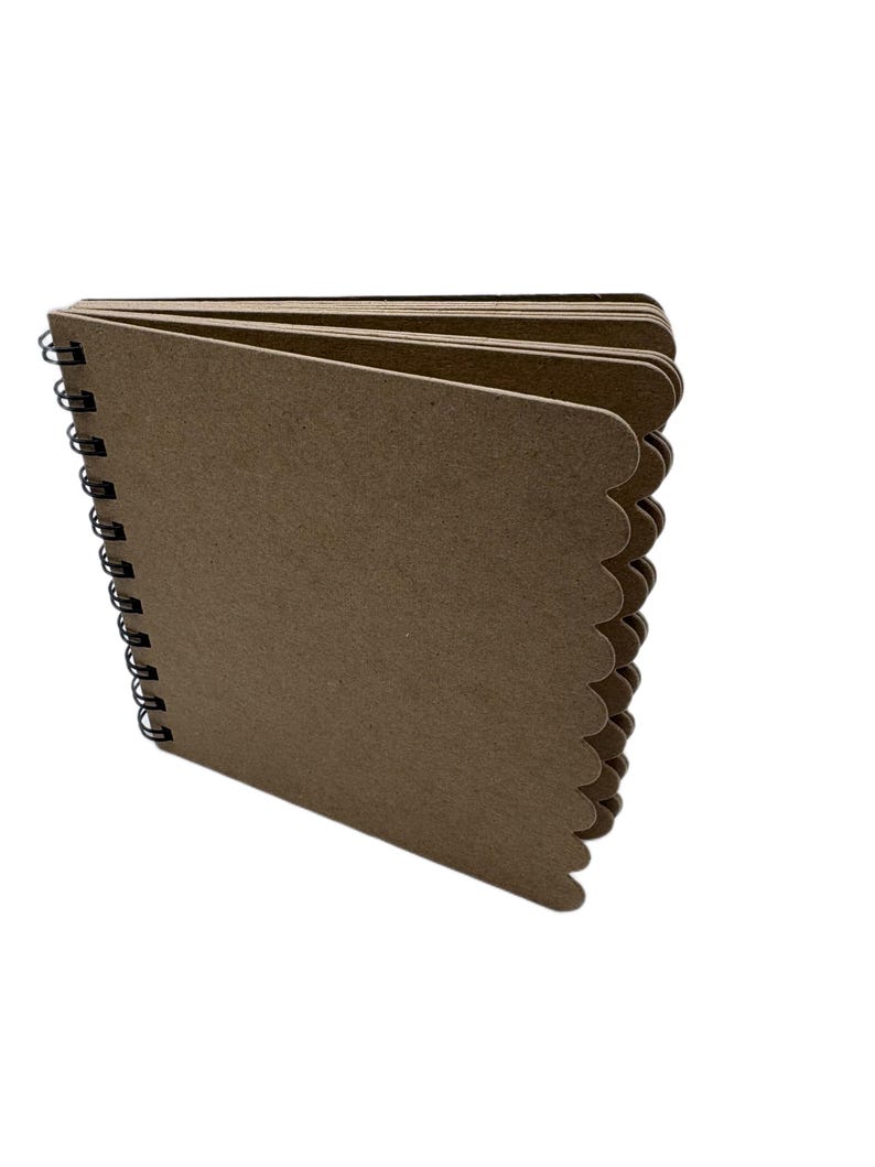 5 3/4" Chipboard Scrapbook Album-Blank Mini Scrapbook-Bare Journal or Guestbook-Scalloped or Plain Pages 10 pages wire bound Bild 1