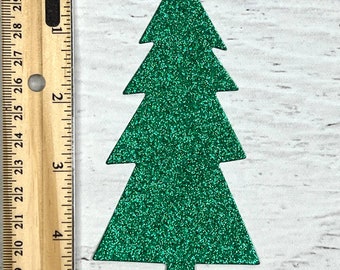 Little Christmas Trees * Glitter Foam * White, Green or White and Green *  Set of Twelve — The Die Cut Shop