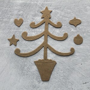3 Bare chipboard TREES in pots 4 separate ornaments 3 1/2 w x 4 3/8 h image 3