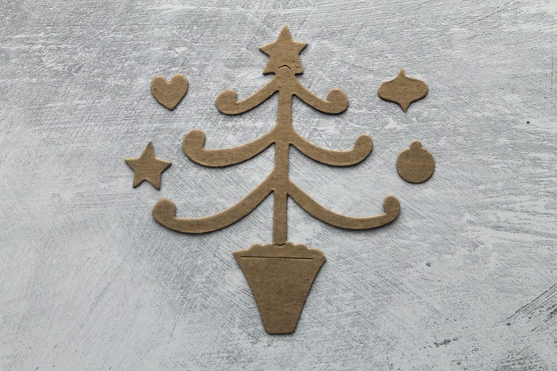 3 Bare chipboard TREES in pots 4 separate ornaments 3 1/2 w x 4 3/8 h image 3