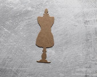 4 Dress forms - Bare chipboard die cuts SMALL Dress Form  1 1/8" x 3 1/4"