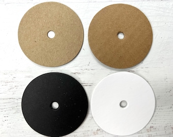 Cardboard circles with hole-Chipboard, Corrugated, White, Black Board Wheels-Donut Circles with 5/16" hole-Stem Projects-Car Wheels-3 Sizes