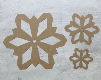 Snowflake Die Cuts - Bare Chipboard Snowflake Cut Outs [3 sizes to choose from]