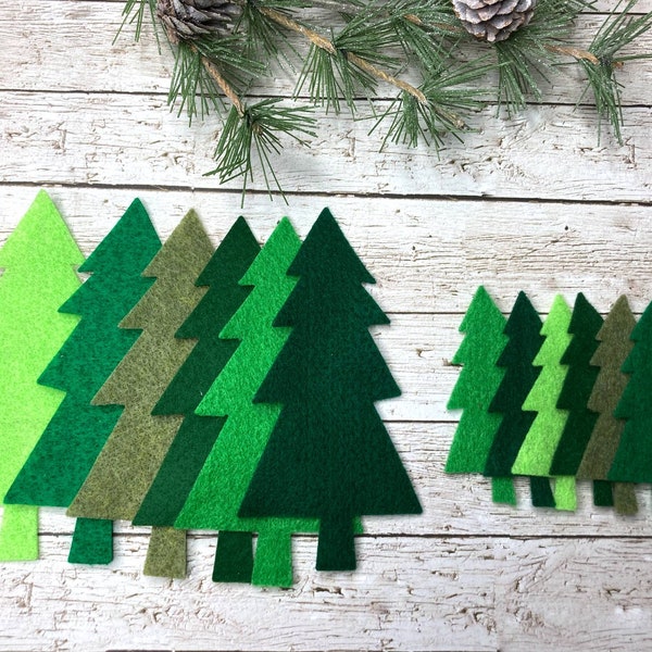 Felt Country Christmas Tree Die Cuts - Choose Quantity/Color - Large or small - Use for Applique & More
