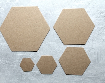 HEXAGONS Bare Chipboard Die cuts [choose 3/4", 1", 1 1/2", 2", 2 1/2", 2 15/16" sides]