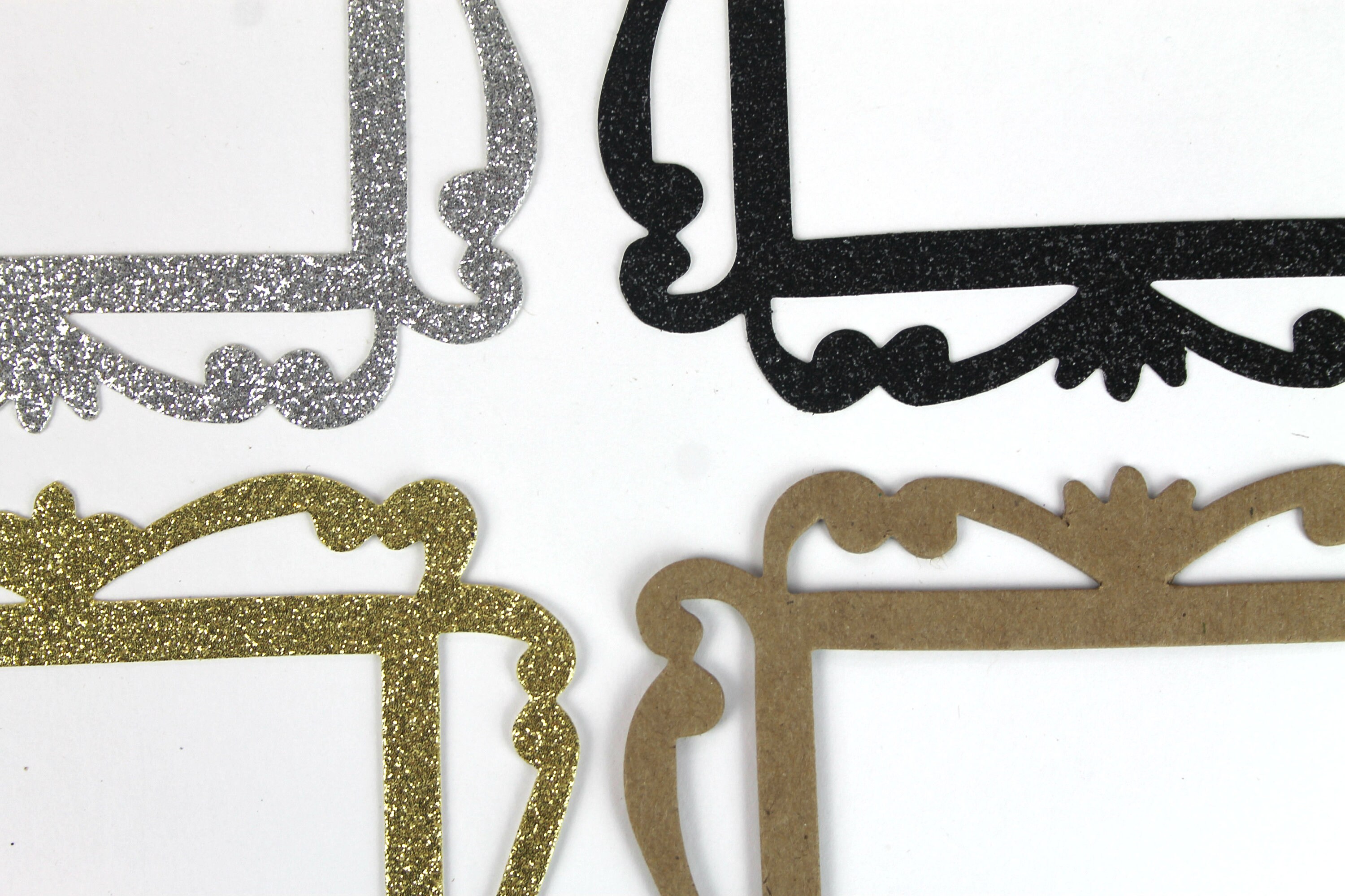 3 Chipboard Scroll Rectangle Frames - Available in Glittered Colors ...