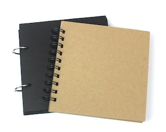 6" Chipboard Album-Square Scrapbook-Small Photo Album- Blank Book-Choose wire or ring binding