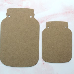 Mason Jar Banner Blanks - Bare chipboard die cuts X-Large or Large Jar with hanging holes