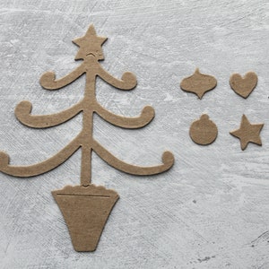 3 Bare chipboard TREES in pots 4 separate ornaments 3 1/2 w x 4 3/8 h image 2