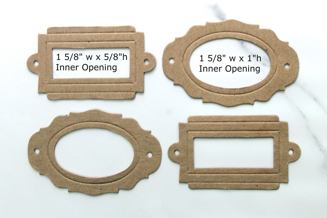 4 Embossed Chipboard Bookplate Die Cuts Journal Embellishment Nameplate