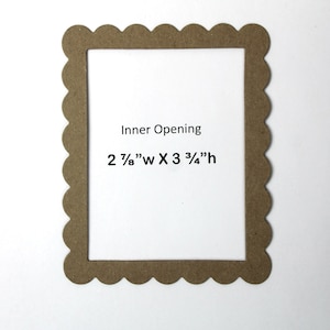 3 Scalloped Rectangle Frames - Bare chipboard Photo Frame Die cuts 3 3/4&quot; w x 4 3/4&quot; high