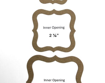 3 Graduated Bracket diecuts with removable centers bare chipboard