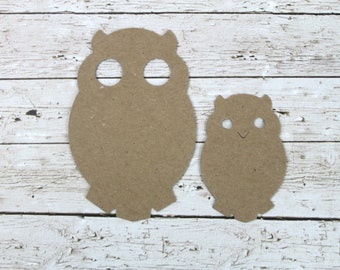 4 Owl Die Cuts - Small or Large Bare Unfinished Chipboard Owl die cuts