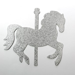 Gold or Silver Glitter Carousel Horse Decoration - Chipboard Carousel Horses - Carousel Party - Carousel Birthday [3 sizes to choose from]