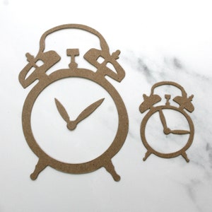 3 Alarm Clock Die Cuts - Old Fashioned Clock Bare chipboard die cuts 2 sizes to choose 3 1/2" or 1 3/4" wide