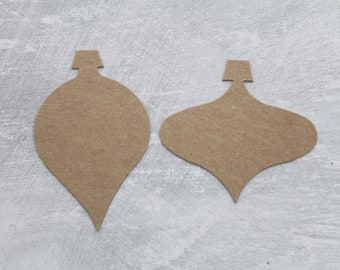 4 Chipboard Ornaments - Bare chipboard die cut Ornaments - 2 each of 2 styles
