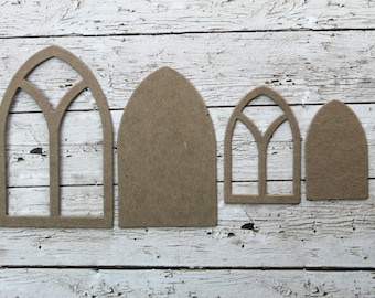 4 Arched Window Chipboard Frame with solid inner pieces Die cuts [choice of small or large]