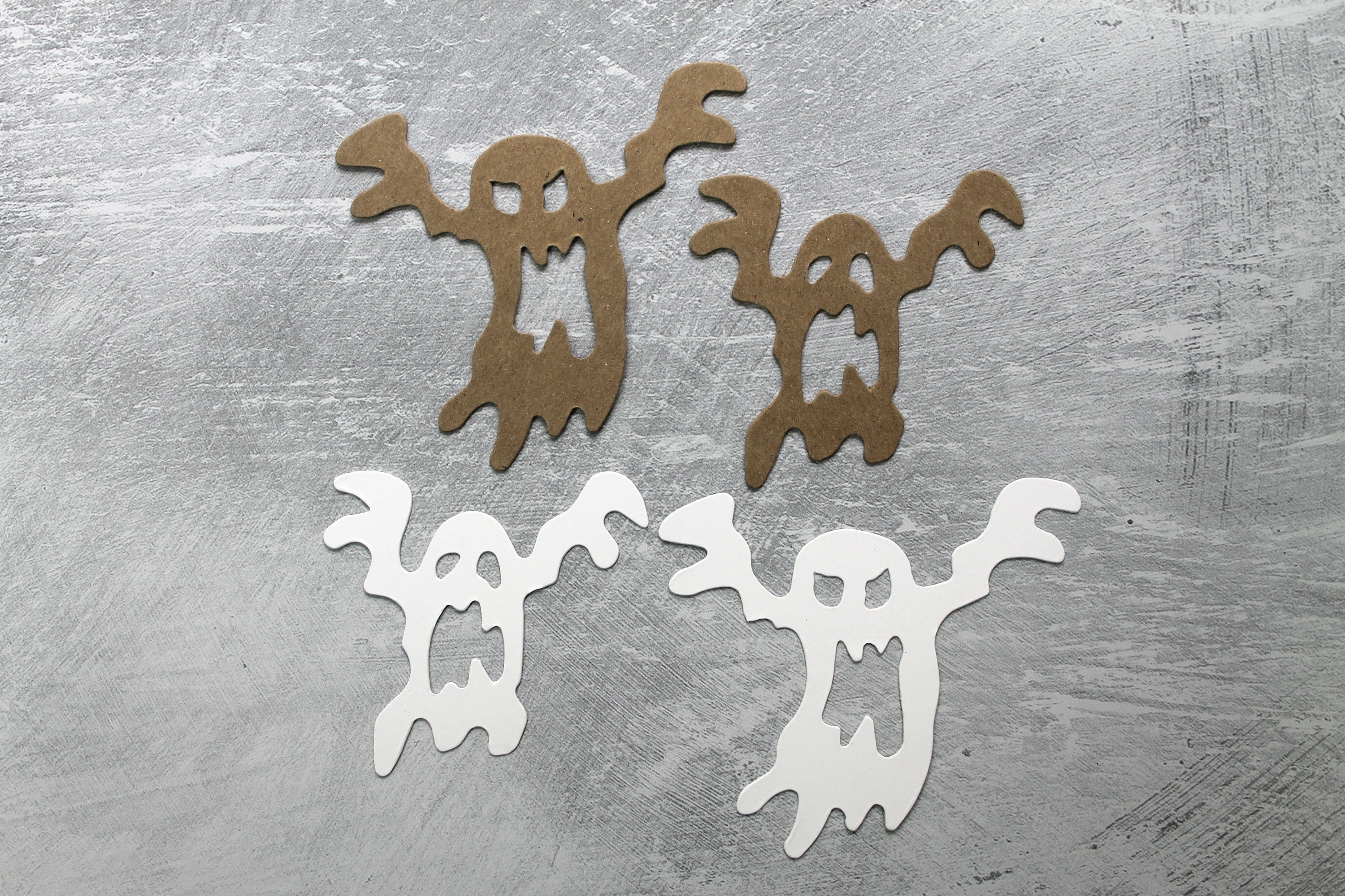 4 Scary Ghost Die Cuts White Paper or Chipboard Halloween Etsy
