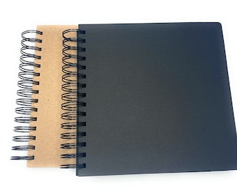 8" x 8" Chipboard album - Blank Scrapbook - 12 pages - Black or Brown - wire bound or book rings