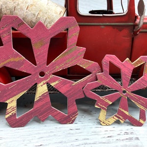 11 Wine, Gold Metallic Snowflake Decorations - Handmade Snowflakes - Paper + chipboard  snowflake decoration