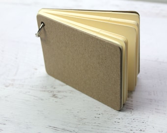 Mini palm sized Chipboard Album-Chipboard & paper scrapbook-Pocket Sketch Book 3" x 4" - Book Ring