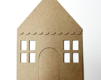 Gingerbread House Die Cut - DIY House with windows, backer, 2 roof options - 4 7/16" x 6 1/8"