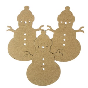 3 Snowmen - Bare Large chipboard die cuts - Snowman style no. 3 Die cuts