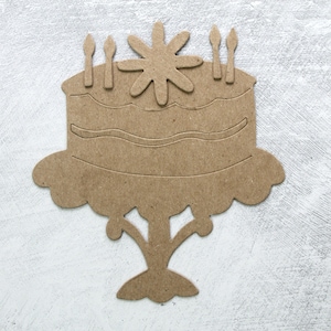 3 Cake with Candles chipboard die cuts - Birthday Cake Die Cut - Chipboard Dessert 4 1/8 inch