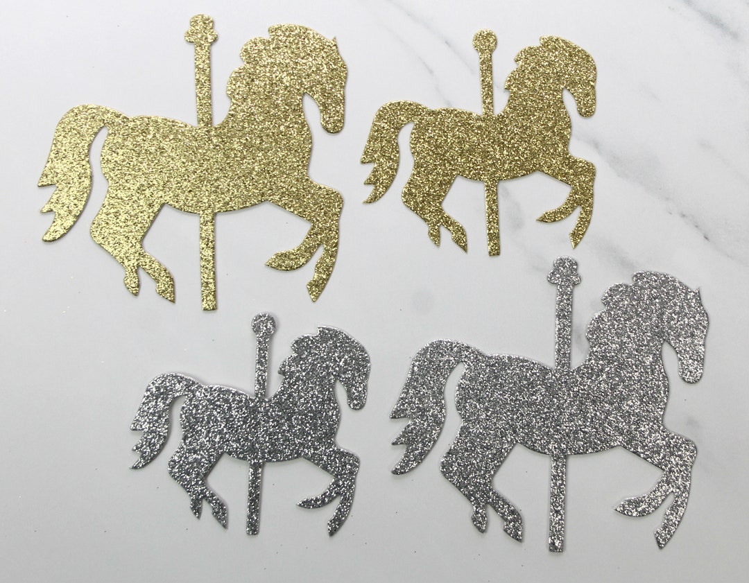 Carousel HORSE Glittered Paper - Carousel Party Decoration - Carousel ...
