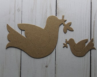 Peace Dove Bare chipboard die cuts [choose small or large]