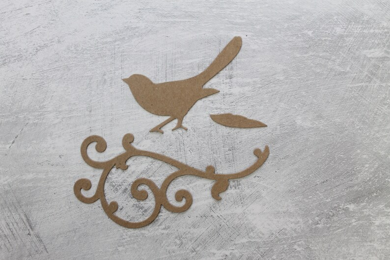 3 Bare Chipboard Bird W/separate Wing & Long Flourish Diecuts - Etsy