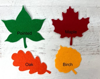 8 stiff felt craft leaves - choose from 4 styles of leaf - bulleting board decoration, kid's craft