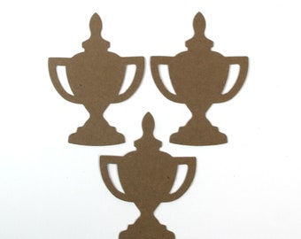 3 Trophy die cuts - Bare chipboard Loving Cup Trophies - 3" x 4 1/8"