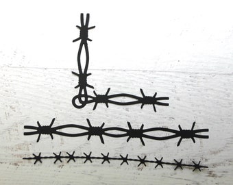 Paper Barbed Wire Die Cuts - Black Paper Wire Fencing Cut Outs - Choice of 3 styles of barbed wire
