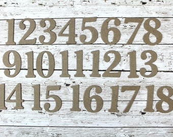 1 1/2" chipboard number set - SERIF style - bare chipboard - number die cuts [choose quantity: plain or sticker]