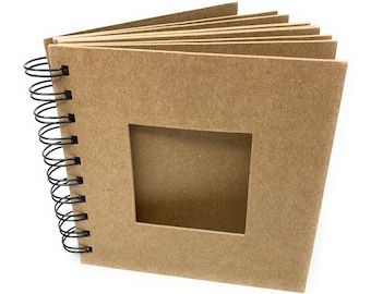 8 X 8 Chipboard Album Blank Scrapbook 12 Pages Black or Brown Wire Bound or  Book Rings 