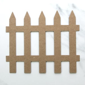 3 Large Fence Bare chipboard die cuts 5 1/4&quot; wide x 4 3/8&quot; tall