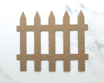 3 Large Fence Bare chipboard die cuts 5 1/4" wide x 4 3/8" tall