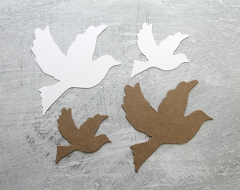 4 Bird Die Cuts - Bare Chipboard or Paper Birds Small & Medium - Flying Bird Die cuts