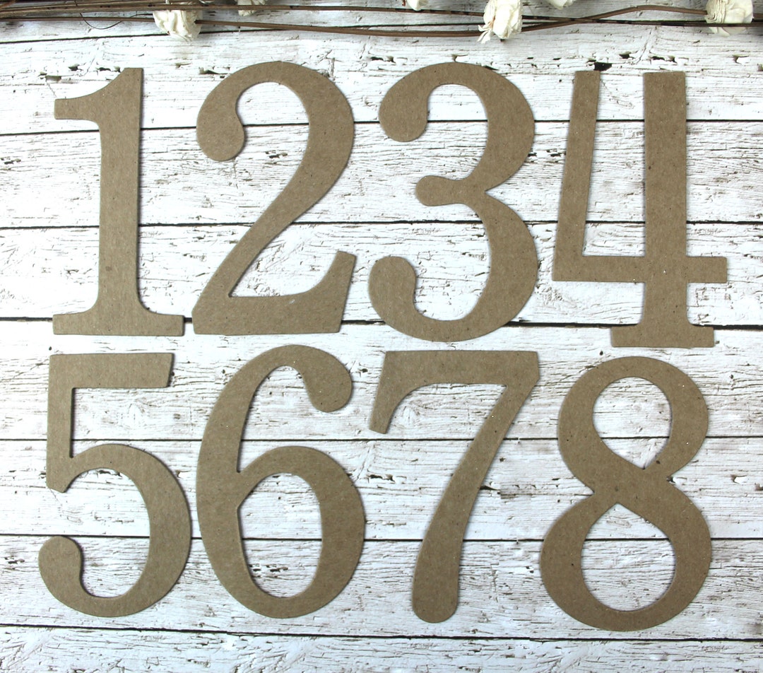 4 Bare Chipboard Number Set Chipboard Die Cuts Wedding Table Numbers Party Numbers choose