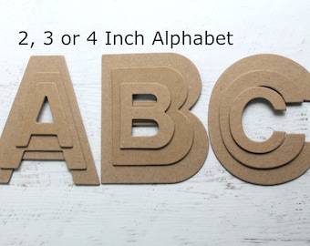 4&quot; Alphabet Die Cuts - Block Font uppercase or lowercase chipboard alphabet [Choose quantity, #s punctuation]