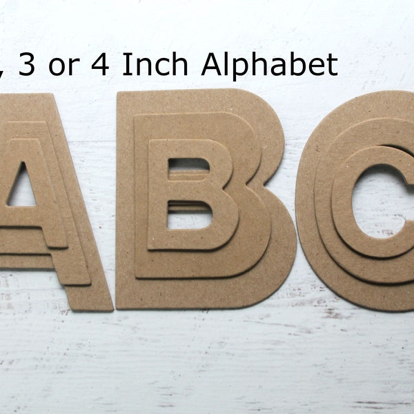 4" Alphabet Die Cuts - Block Font uppercase or lowercase chipboard alphabet [Choose quantity, #s punctuation]