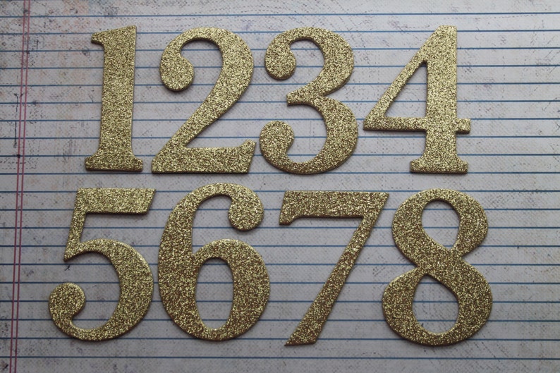 1-20 1-15 4/" Gold Glitter Chipboard Wedding Table Numbers 1-12 1-30 stickers